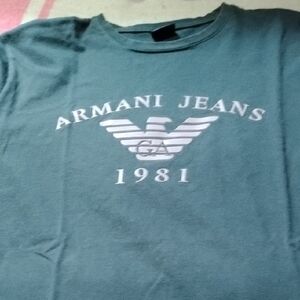 Armani Jeans 1981 Designer Men's Teal Logo Shirt